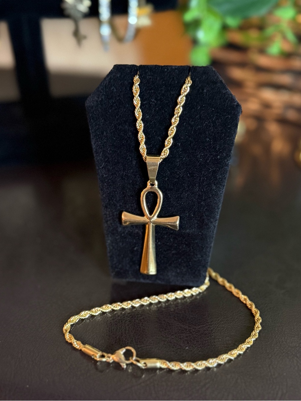 Gold Ankh Pendant Necklace|Stainless Steel|Non-tarnish|Waterproof|Unisex